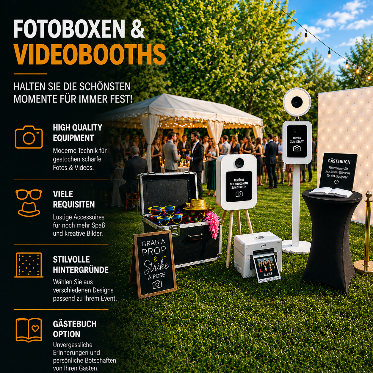 Fotoboxen und Videobooths für Hochzeiten und Veranstaltungen